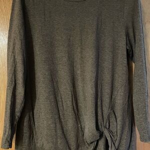 Mauvy-Brown Long Sleeve Top with Knot Detail